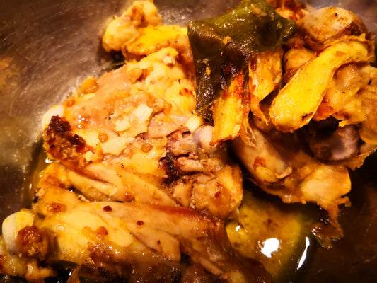 Turmeric chicken in tomato chili chutney